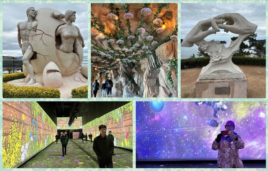 Art Land: More sculptures, jelly fish lights adorn the ceiling; multimedia tunnel. Photos: Jane