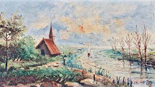 Chapel in a River Landscape with Sailing Boat by Ida Camilleri Schranz (Credit: timesofmalta.com)