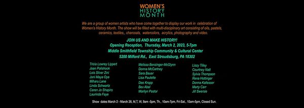 ART EVENT: Women's History Month being Celebrated at East Stroudsburg, Pennsylvania, USA