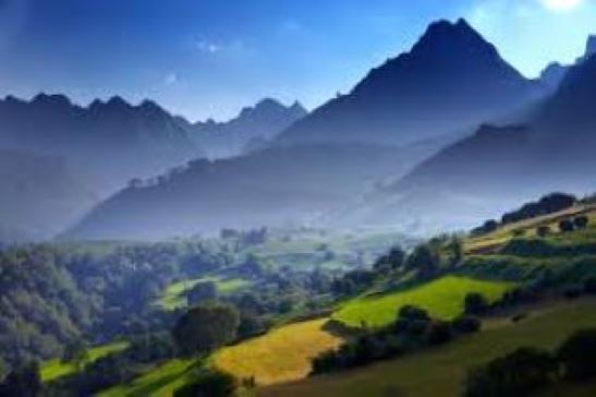 The picturesque scenery of the Basses-Pyrenees of France